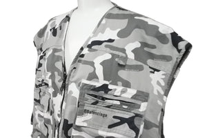 新品同様 BALENCIAGA バレンシアガ ベスト 681459 カモフラージュプリント カーゴポケット コットン ブラック グレー 46 中古 59200