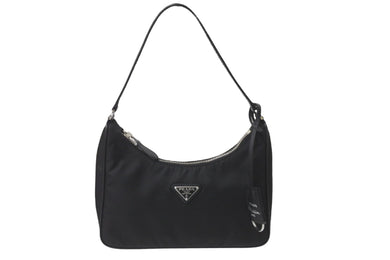 PRADA プラダ ホーボー ワンショルダー RE-EDITION 2005 トライアングル ブラック ナイロン 1NE204 美品 ロゴ 中古 59202 