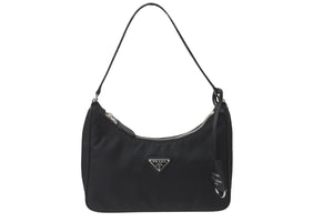 PRADA プラダ ホーボー ワンショルダー RE-EDITION 2005 トライアングル ブラック ナイロン 1NE204 美品 ロゴ 中古 59202 