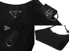 画像をギャラリービューアに読み込む, PRADA プラダ ホーボー ワンショルダー RE-EDITION 2005 トライアングル ブラック ナイロン 1NE204 美品 ロゴ 中古 59202 