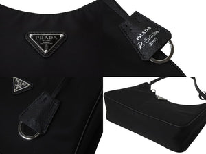 PRADA プラダ ホーボー ワンショルダー RE-EDITION 2005 トライアングル ブラック ナイロン 1NE204 美品 ロゴ 中古 59202 
