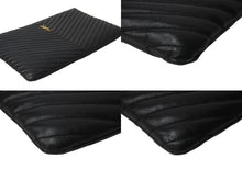 画像をギャラリービューアに読み込む, SAINT LAURENT サンローラン クラッチバッグ YSLロゴ ブラック カーフ 440222 ゴールド金具 美品 中古 59203 