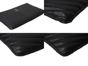 SAINT LAURENT サンローラン クラッチバッグ YSLロゴ ブラック カーフ 440222 ゴールド金具 美品 中古 59203 