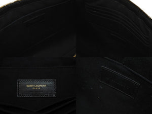 SAINT LAURENT サンローラン クラッチバッグ YSLロゴ ブラック カーフ 440222 ゴールド金具 美品 中古 59203 