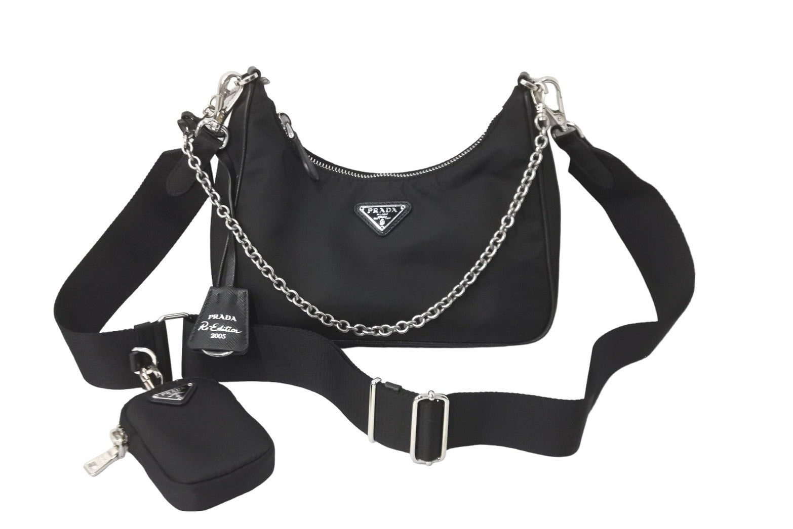 人気PRADA［Re-Edition 2005］ 2WAY ショルダーバッグ~ 関税負担なし☆PRADA Re-Edition 2005 サフィアーノレザーバッグ