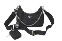 画像をギャラリービューアに読み込む, PRADA プラダ ホーボー チェーン 2WAY ショルダーバッグ RE-EDITION 2005 ブラック ナイロン 1BH204 美品 中古 59204 