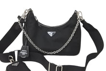 画像をギャラリービューアに読み込む, PRADA プラダ ホーボー チェーン 2WAY ショルダーバッグ RE-EDITION 2005 ブラック ナイロン 1BH204 美品 中古 59204 