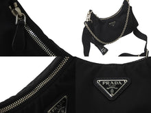 画像をギャラリービューアに読み込む, PRADA プラダ ホーボー チェーン 2WAY ショルダーバッグ RE-EDITION 2005 ブラック ナイロン 1BH204 美品 中古 59204 