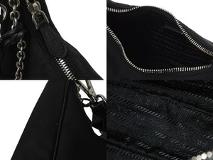 PRADA プラダ ホーボー チェーン 2WAY ショルダーバッグ RE-EDITION 2005 ブラック ナイロン 1BH204 美品 中古 59204 