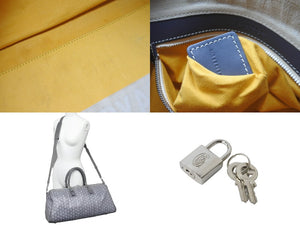 GOYARD ゴヤール ボストンバッグ クロワジュール 40 ヘリンボーン グレー PVC レザー シルバー金具 美品 中古 59209