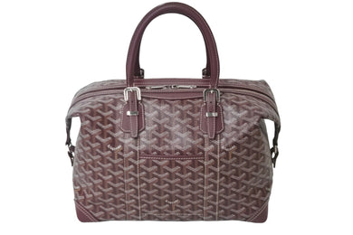 GOYARD ゴヤール ハンドボストンバッグ ボーイング 30 ヘリンボーン柄 バーガンディ ワインレッド シルバー金具 美品 中古 59211