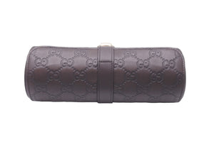 GUCCI グッチ ウォッチケース GG柄 レザー ブラウン ゴールド金具 ベルト開閉 良品 中古 59240