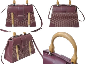 GOYARD ゴヤール ハンドバッグ 2WAY サイゴンPM バーガンディ パープル ゴヤールディンキャンバス シルバー金具 美品 中古 59246