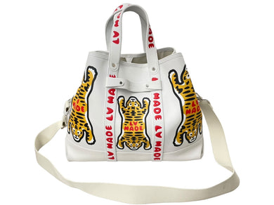 極美品 LOUIS VUITTON ルイヴィトン トートバッグ トロリー トート NIGOコラボ タイガー ホワイト M59366 シルバー金具 中古 59250