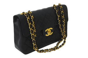 CHANEL シャネル ショルダーバッグ デカマトラッセ ダブルチェーンブラック 3番台 ラムスキン ゴールド金具 美品 中古 59258