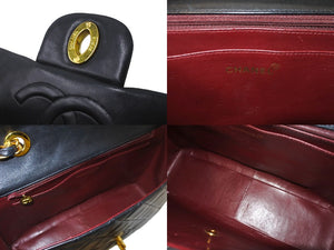 CHANEL シャネル ショルダーバッグ デカマトラッセ ダブルチェーンブラック 3番台 ラムスキン ゴールド金具 美品 中古 59258