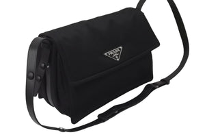 PRADA プラダショルダーバッグ デュエット スモール パデッド 1BD313 ブラックシルバー金具 トライアングルロゴ 59278 