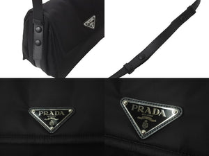 PRADA プラダショルダーバッグ デュエット スモール パデッド 1BD313 ブラックシルバー金具 トライアングルロゴ 59278 