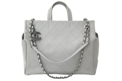 CHANEL シャネル ワイルドステッチ 2WAY チェーン ショルダーバッグ グレー 21番台 シルバー金具 ハンドバッグ 美品 中古 59282
