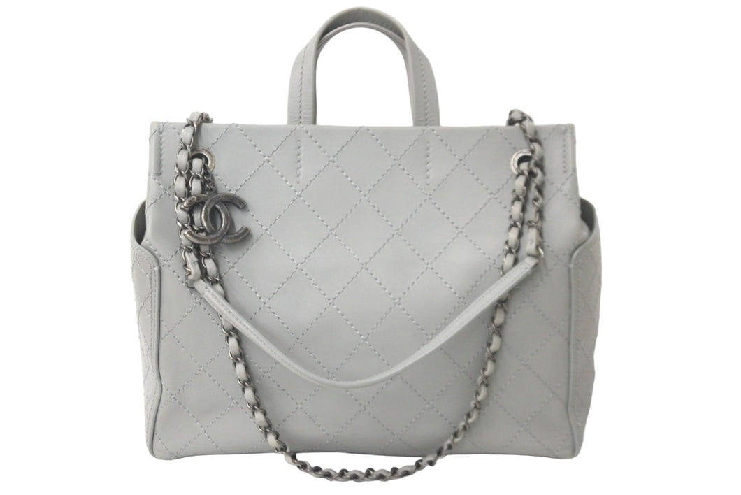 CHANEL シャネル ワイルドステッチ 2WAY チェーン ショルダーバッグ グレー 21番台 シルバー金具 ハンドバッグ 美品 中古 59282