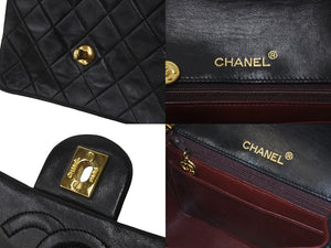 CHANEL シャネル チェーンショルダーバッグ ミニマトラッセ18 1番台 ラムマドモアゼル金具 ブラック ゴールド金具 良品 中古 59291