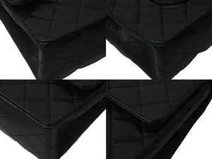 CHANEL シャネル マトラッセ 25 ショルダーバッグ ダブルフラップ 1番台 ラムスキン ブラック ゴールド 美品 中古 59294