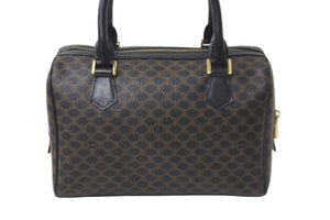 CELINE セリーヌ ハンドバッグ マカダム柄 MC98/1 ヴィンテージ ブラック ブラウン PVC 美品 中古 59296