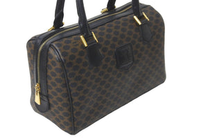 CELINE セリーヌ ハンドバッグ マカダム柄 MC98/1 ヴィンテージ ブラック ブラウン PVC 美品 中古 59296