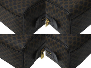 CELINE セリーヌ ハンドバッグ マカダム柄 MC98/1 ヴィンテージ ブラック ブラウン PVC 美品 中古 59296
