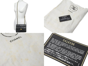 CHANEL シャネル チェーンショルダーバッグ ミニマトラッセ20 5番台 ラムスキン ブラック ゴールド 美品 中古 59304