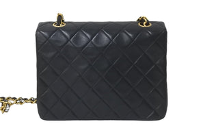 CHANEL シャネル チェーンショルダーバッグ ミニマトラッセ20 5番台 ラムスキン ブラック ゴールド 美品 中古 59304