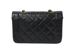 極美品 CHANEL シャネル チェーンショルダーバッグ ダイアナマトラッセ22 3番台 ラムスキン ブラック ゴールド金具 中古 59311