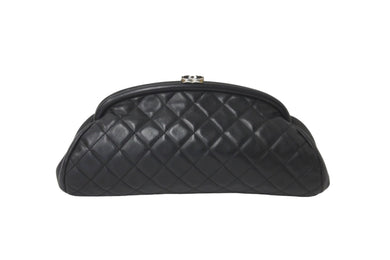 CHANEL シャネル マトラッセ がま口 クラッチバッグ ポーチ 10番台 ブラック ラムスキン シルバー金具 美品 中古 59317