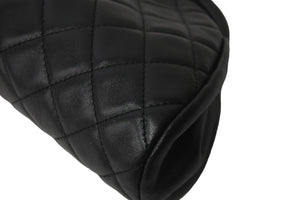 CHANEL シャネル マトラッセ がま口 クラッチバッグ ポーチ 10番台 ブラック ラムスキン シルバー金具 美品 中古 59317