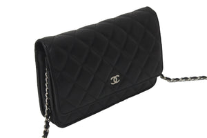 CHANEL シャネル ショルダーバッグ チェーン ウォレット マトラッセ ココマーク 19番台 ブラック ラムスキン シルバー金具 美品 中古 59319