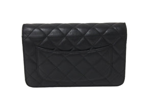 CHANEL シャネル ショルダーバッグ チェーン ウォレット マトラッセ ココマーク 19番台 ブラック ラムスキン シルバー金具 美品 中古 59319