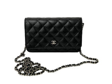 Load image into Gallery viewer, CHANEL シャネル ショルダーバッグ チェーン ウォレット マトラッセ ココマーク 22番台 ブラック ラムスキン シルバー金具 美品 中古 59320