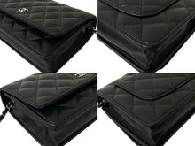 Load image into Gallery viewer, CHANEL シャネル ショルダーバッグ チェーン ウォレット マトラッセ ココマーク 22番台 ブラック ラムスキン シルバー金具 美品 中古 59320
