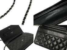 Load image into Gallery viewer, CHANEL シャネル ショルダーバッグ チェーン ウォレット マトラッセ ココマーク 22番台 ブラック ラムスキン シルバー金具 美品 中古 59320