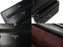 Load image into Gallery viewer, CHANEL シャネル ショルダーバッグ チェーン ウォレット マトラッセ ココマーク 22番台 ブラック ラムスキン シルバー金具 美品 中古 59320