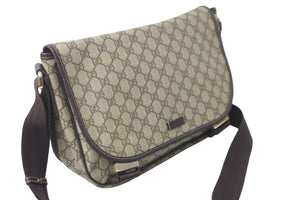 GUCCI グッチ ショルダーバッグ メッセンジャーバッグ GG柄 GGスプリーム 総柄 201732 ブラウン 美品 中古 59330