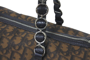 Christian Dior クリスチャンディオール ハンドバッグ トロッター パピヨン型 リボン ブラウン PVC レザー シルバー金具 良品 中古 59346