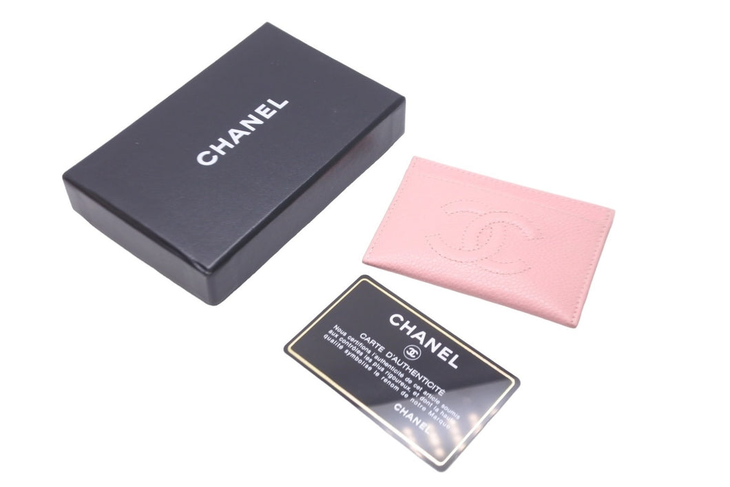 極美品 CHANEL シャネル カードケース 8番台 ココマーク ピンク キャビアスキン 中古 59349