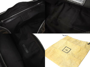 FENDI フェンディ ズッカ ハンドバッグ マンマバケット ハーフムーンキャンバス ブラウン シルバー金具 美品 中古 59371 