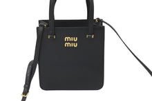 画像をギャラリービューアに読み込む, 極美品 MIUMIU ミュウミュウ 2WAYハンドバッグ ショルダーストラップ付き 5BA231 マドラスレザー ブラック 中古 59376 