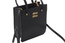 画像をギャラリービューアに読み込む, 極美品 MIUMIU ミュウミュウ 2WAYハンドバッグ ショルダーストラップ付き 5BA231 マドラスレザー ブラック 中古 59376 