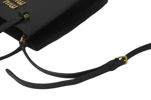 極美品 MIUMIU ミュウミュウ 2WAYハンドバッグ ショルダーストラップ付き 5BA231 マドラスレザー ブラック 中古 59376 