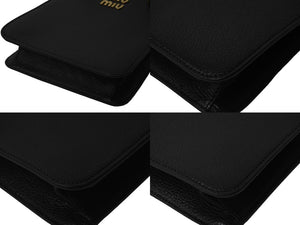 極美品 MIUMIU ミュウミュウ 2WAYハンドバッグ ショルダーストラップ付き 5BA231 マドラスレザー ブラック 中古 59376 