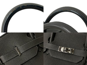 HERMES エルメス バーキン50 ハンドバッグ グラファイト シルバー金具 トリヨンクレマンス □H刻印 美品 中古 59378