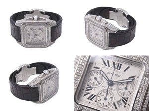 カルティエ CARTIER W20090X8 サントス100 XL アフターダイヤモンド クロノグラフ デイト 自動巻き 美品 中古 59386